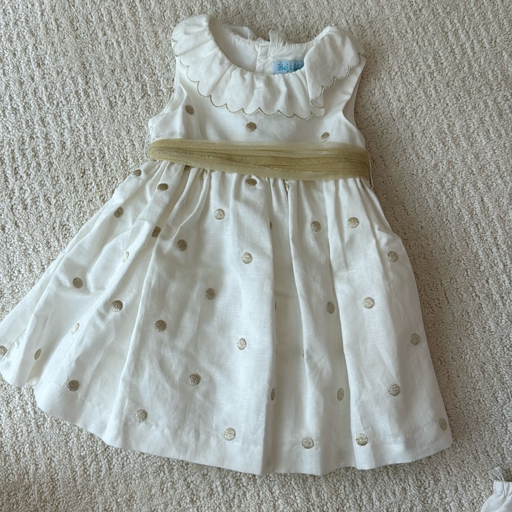Abel & Lula Gold polka dot dress